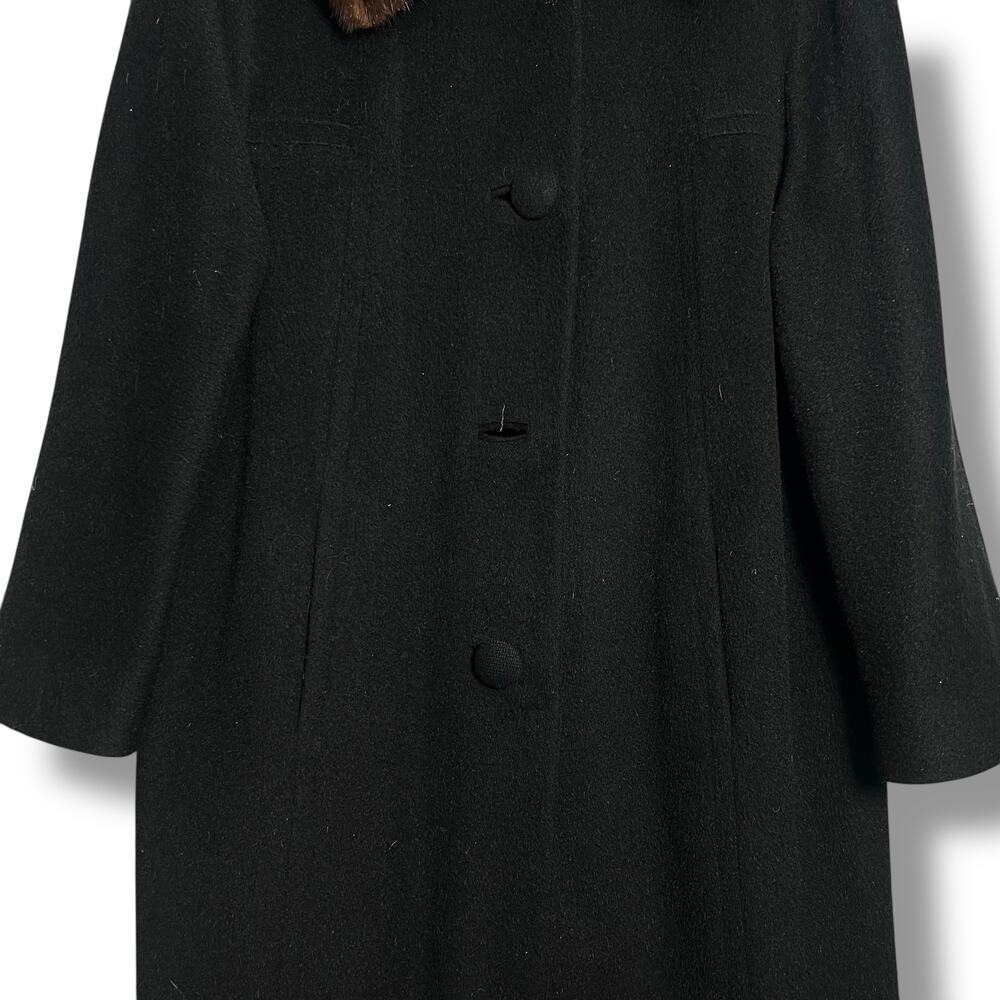 Vintage 60s Wool Swing Coat Black Mink Fur Collar Lined Size Large Camel Hair(?) - Picture 4 of 14